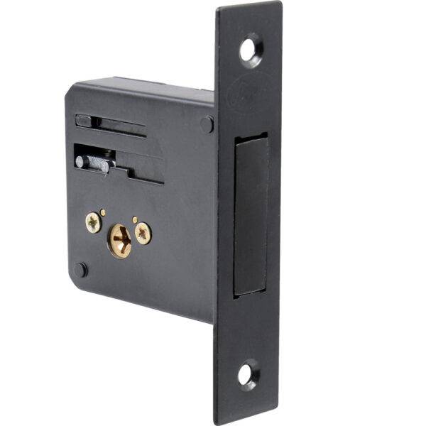 11CE Cerrojo para embutir auxiliar, función doble, latón antiguo, llave tetra, en caja Lock