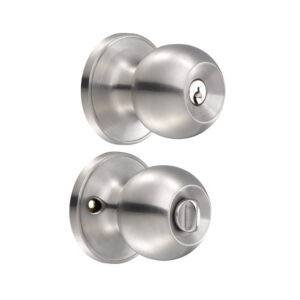 11PO Pomo tubular bola función baño, acero inoxidable, llave estándar, blíster Lock