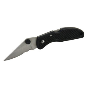 120550 Navaja abatible de acero inoxidable con mango de plástico hoja dentada de 2-3/4" Surtek
