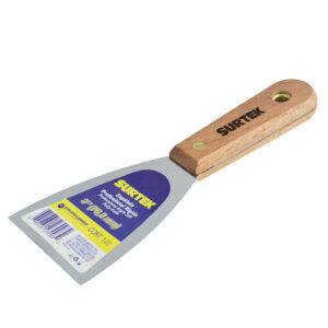 123083 Espátula rígida de acero de alto carbón con mango de madera 3" Surtek