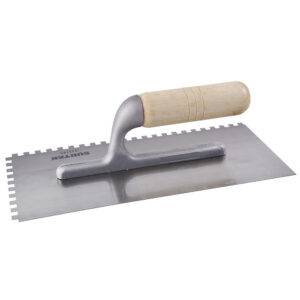 123185 Llana dentada cuadrada de acero al alto carbón con mango de madera 6 remaches, 11" x 5" Surtek