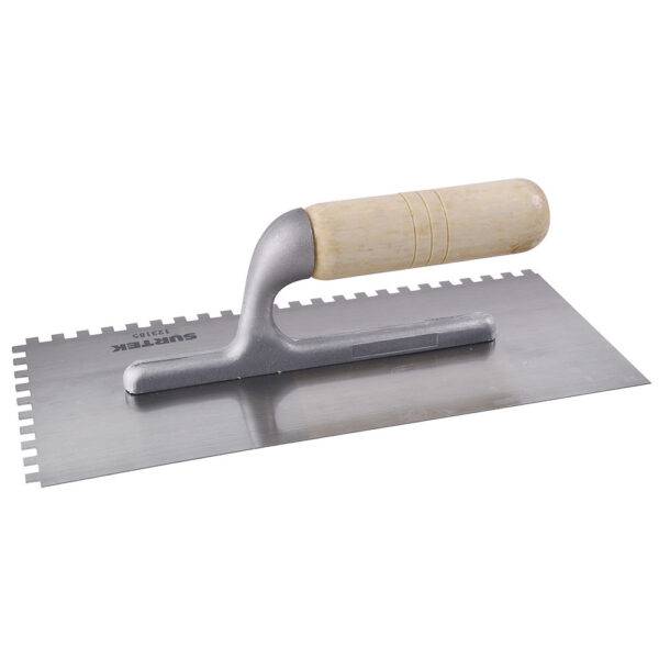 123185 Llana dentada cuadrada de acero al alto carbón con mango de madera 6 remaches, 11" x 5" Surtek