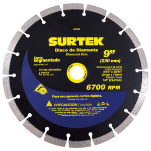 123468 Disco de diamante segmentado, 9" Surtek