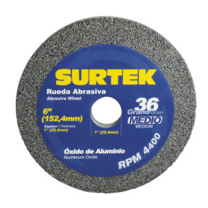 128006 Rueda abrasiva de óxido de aluminio grano 36, 6" x 1" Surtek