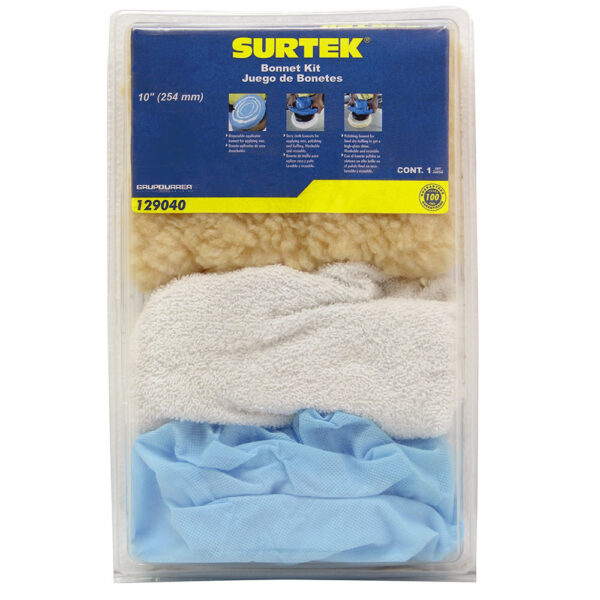 129040 Juego de bonetes para pulidora 10", 7 piezas Surtek