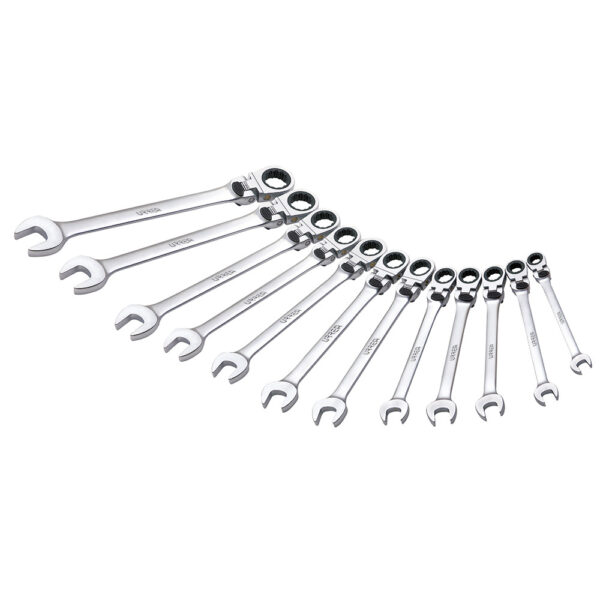 12MF12M Juego de llaves combinadas pulido espejo flex de matraca spline mét,12 pz en caja plást Urrea