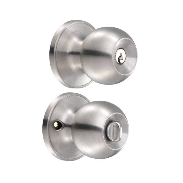 12PO Pomo tubular bola función entrada, acero inoxidable, llave estándar, blíster Lock