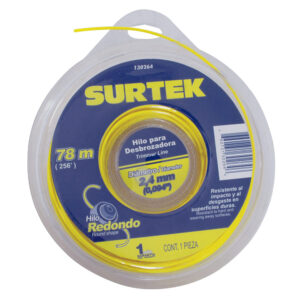 130264 Nailon redondo para desbrozadora doble blíster, 2.4 mm x 78 m Surtek
