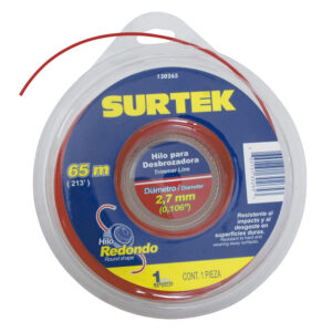 130265 Nailon redondo para desbrozadora doble blíster, 2.7 mm x 65 m Surtek