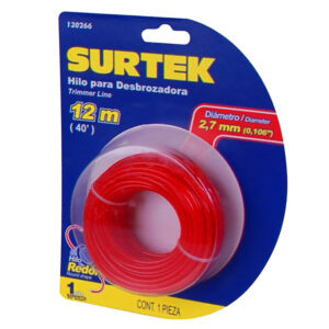 130266 Nailon redondo para desbrozadora en blíster, 2.7 mm x 12 m Surtek