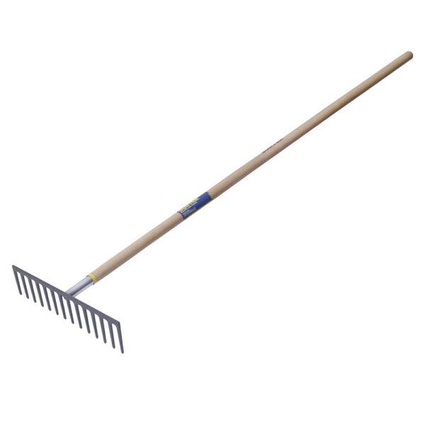 130654 Rastrillo recto para asfalto con mango de madera 60", 16 dientes Surtek