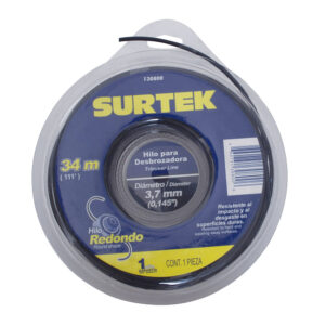 130800 Nailon redondo para desbrozadora doble blíster, 3.7 mm x 34 m Surtek