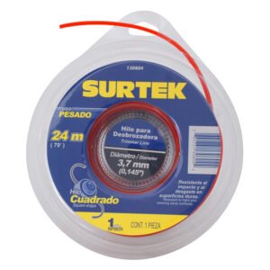 130804 Nailon cuadrado para desbrozadora, 3.7 mm x 24 m Surtek