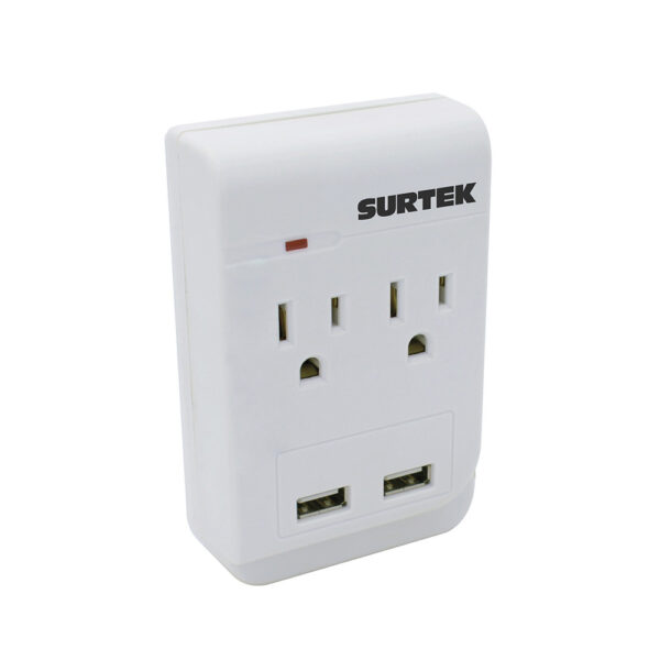 136205 Multicontacto de barra 2 entradas 2 USB Surtek