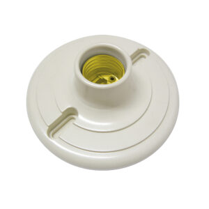 136665 Portalámpara redonda de baquelita para techo 4", color blanco Surtek