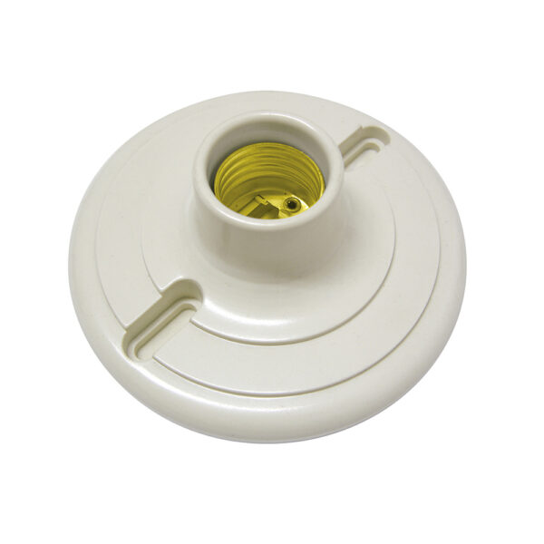 136665 Portalámpara redonda de baquelita para techo 4", color blanco Surtek
