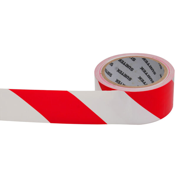 138061 Cinta de señalización de adhesivo acrílico ancho 2" de 18 m, color blanco/rojo Surtek
