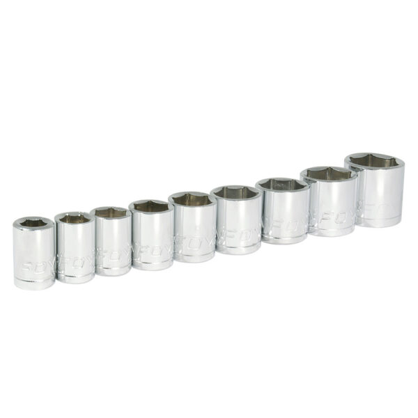 Juego de dados cuadro de 3/8", 6 puntas, en pulgadas, 9 piezas Foy