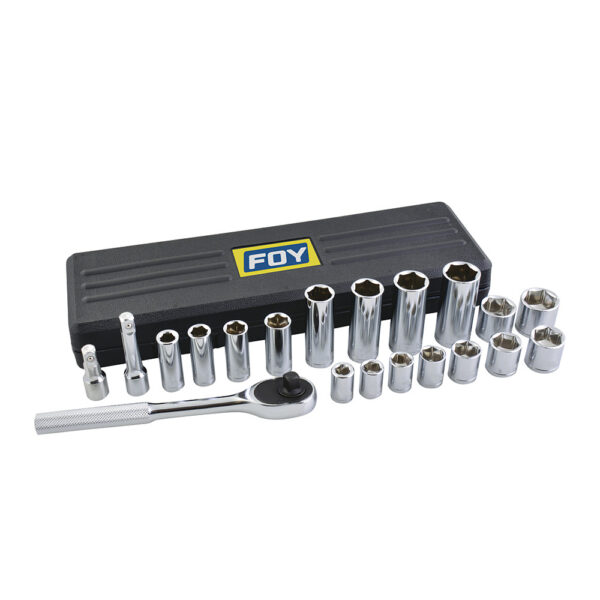140437 Juego de dados y accesorios cuadro de 3/8" métrico, 20 piezas Foy