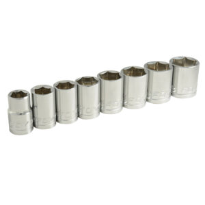 Juego de dados cuadro de 1/2" métricos, 6 puntas, 8 piezas Foy