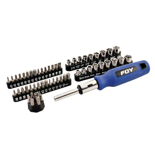 141707 Juego de puntas y accesorios hexágono de 1/4", 56 piezas en blíster Foy