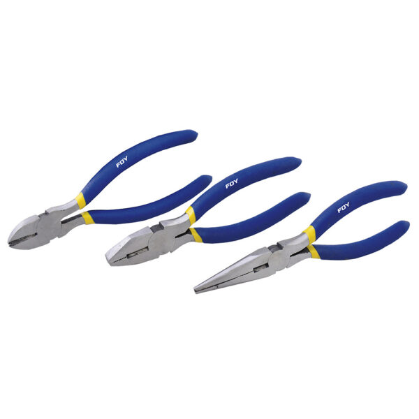 142020 Juego de pinzas para electricista con mango con doble plastisol, 3 piezas Foy