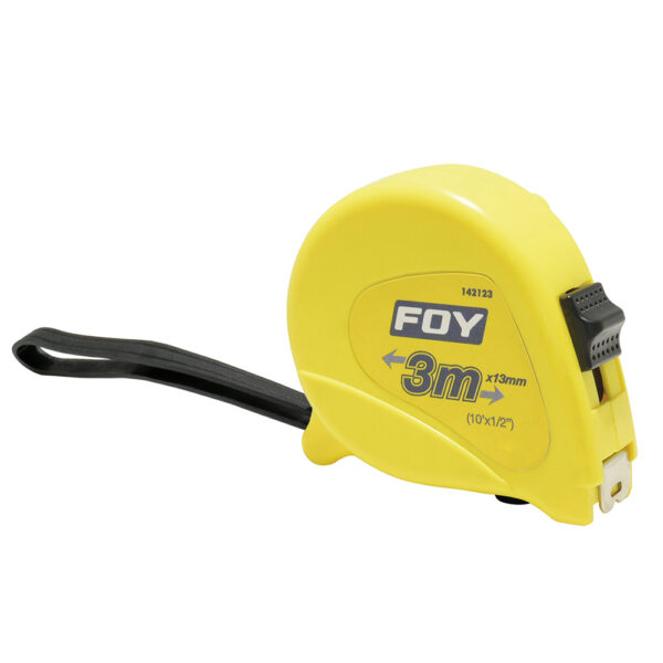 142123 Flexómetro con carcasa de plástico amarillo 3 m x 1/2" Foy