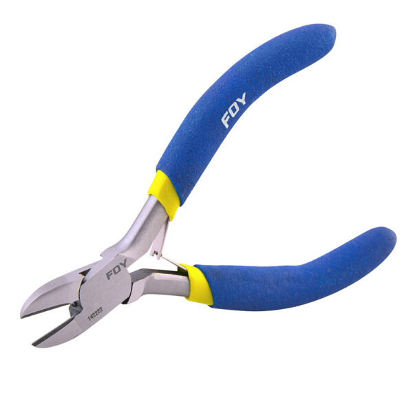 142222 Mini pinza para electrónica con mango de vinil de 4-5/16", corte diagonal Foy