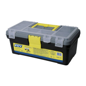 143200 Caja portaherramientas plástica con broches plásticos y organizador color negro 12" x 6" x Foy