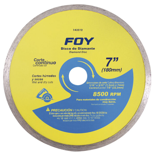 143512 Disco de diamante continuo, 7" Foy