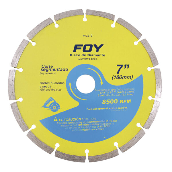 143513 Disco de diamante segmentado, 7" Foy