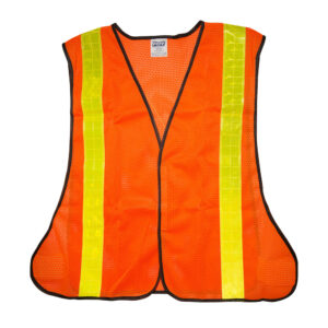 144170 Chaleco de seguridad de malla de poliéster con cintas reflejantes prismáticas naranja unit Foy