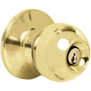14POP Pomo cilíndrico bola función recámara, latón brillante, llave estándar, blíster Prolok