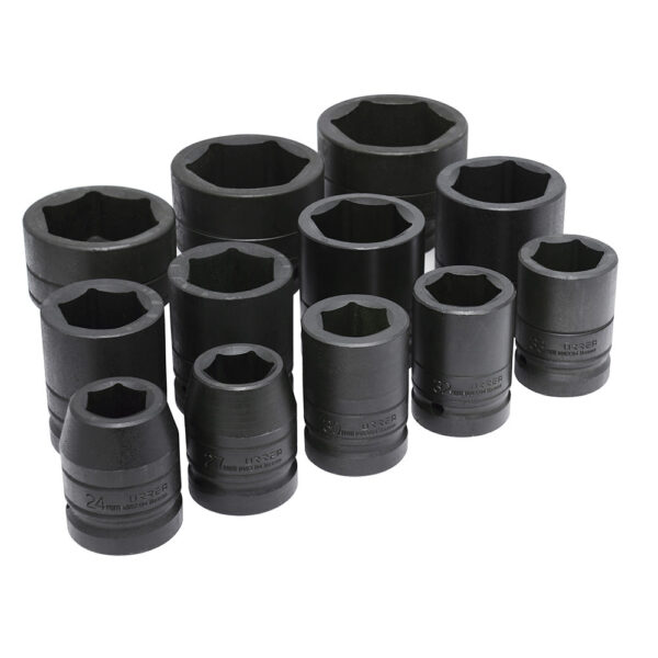 15201 Juego de dados de impacto cuadro de 1", 6 puntas, métricos, 12 piezas Urrea