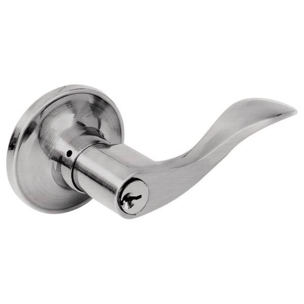 16MA Manija tubular curva función entrada y recámara, níquel satinado, llave estándar, blíster Lock