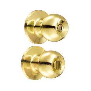 18PO Pomo tubular bola función entrada, latón brillante, llave estándar, blíster Lock