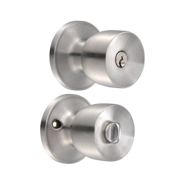 Pomo tubular copa recta función recámara, acero inoxidable, llave estándar, blíster Lock