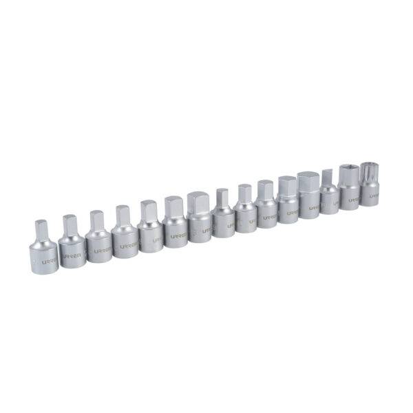 2393 Juego de dados cuadro de 3/8" para drenado de aceite, 14 piezas Urrea