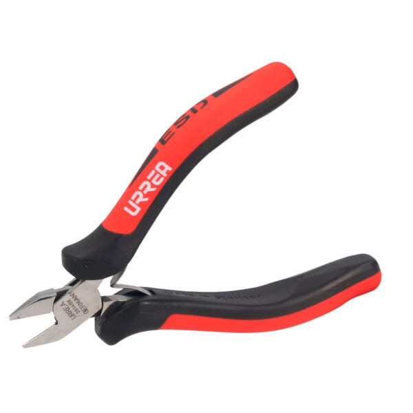 28140X Pinza para electrónica con mango antiestático corte diagonal de 4-1/2" semi larga Urrea