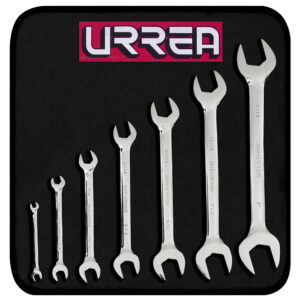 3000C Juego de llaves españolas pulido espejo en pulgadas, 7 piezas en estuche Urrea