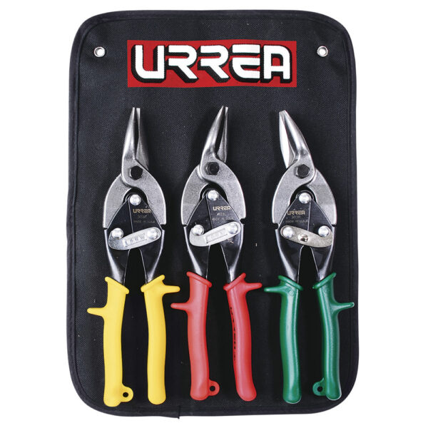 30301 Juego para hojalatero de tijeras tipo aviación con mango rubber grip, 3 piezas Urrea