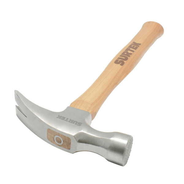 424CF Martillo de uña recta con cabeza fresada con mango de madera de 16", 24 oz Surtek