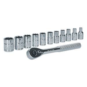 Juego de dados y accesorios cuadro de 1/4" en pulgadas, 12 piezas Urrea