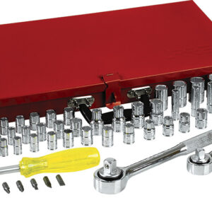 475254 Juego de dados y accesorios cuadro de 1/4", 3/8" y 1/2" combinado, 76 piezas Urrea