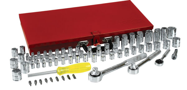 475254 Juego de dados y accesorios cuadro de 1/4", 3/8" y 1/2" combinado, 76 piezas Urrea
