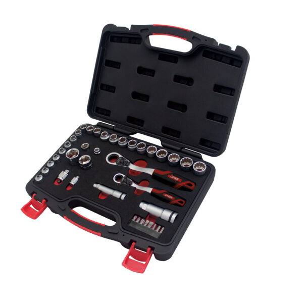 4752GT Juego de dados y accesorios cuadro de 3/8" y 1/2" Go-Through combinado, 39 piezas Urrea