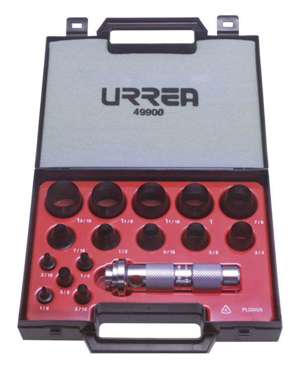 49900 Juego de sacabocados de 1/8 a 1-3/16", 16 piezas Urrea