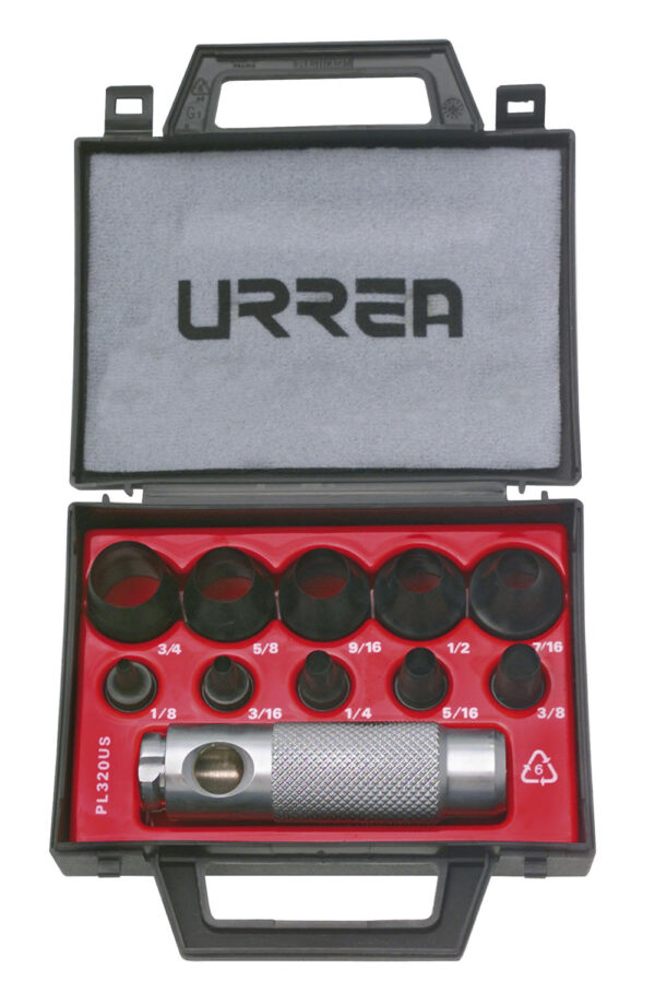 Juego de sacabocados de 1/8" a 3/4", 11 piezas Urrea