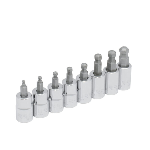 4990BDM Juego de dados con punta hexagonal tipo bola cuadro de 3/8", métricos, 8 piezas Urrea