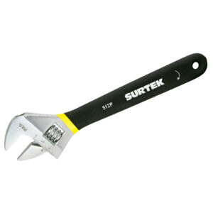 512P Llave ajustable cromada con mango Rubber grip de plastisol 12" Surtek